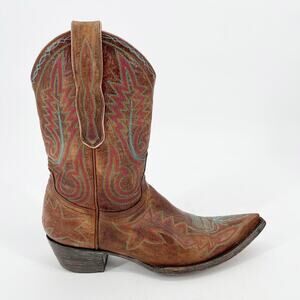Old Gringo Brass Brown Nevada Multicolor Stitching Western Cowgirl Boot size 7.5